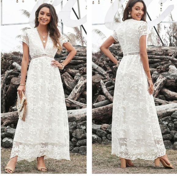 Embroidered Maxi Dress Fully Lined - Picture 2 of 7